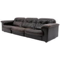 De Sede Ds 101 Black Leather Lounge Sofa, 1970’s