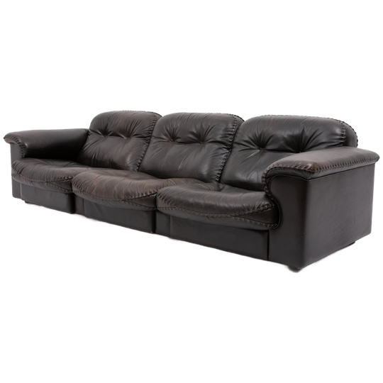 De Sede Ds 101 Black Leather Lounge Sofa, 1970’s 1