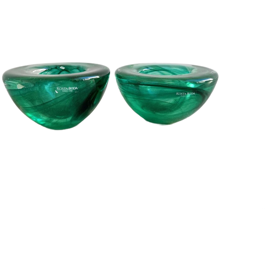 Set Van 2 Vintage Turquoise Atoll Theelichthouders Van Kosta Boda #2 1