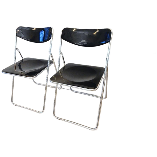 Vintage Klapstoel IKEA Chroom Zwart Niels Gammelgaard 1