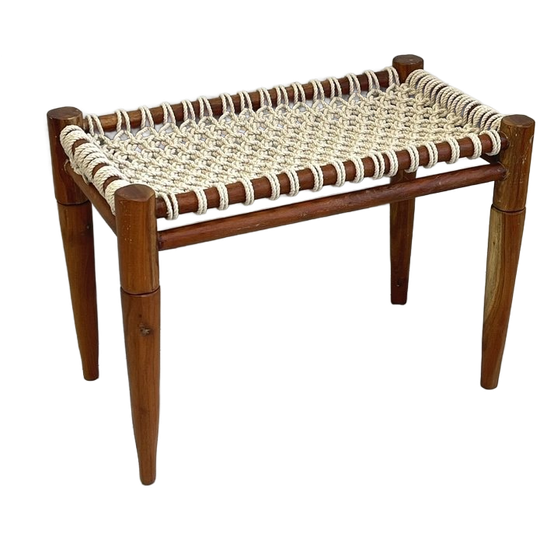 Bankje/Voetenbankje Touw Hout Footstool Kruk 1