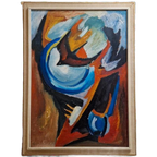 Mid Century Schilderij Geleefd Kunst Op Doek thumbnail 1