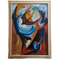 Mid Century Schilderij Geleefd Kunst Op Doek