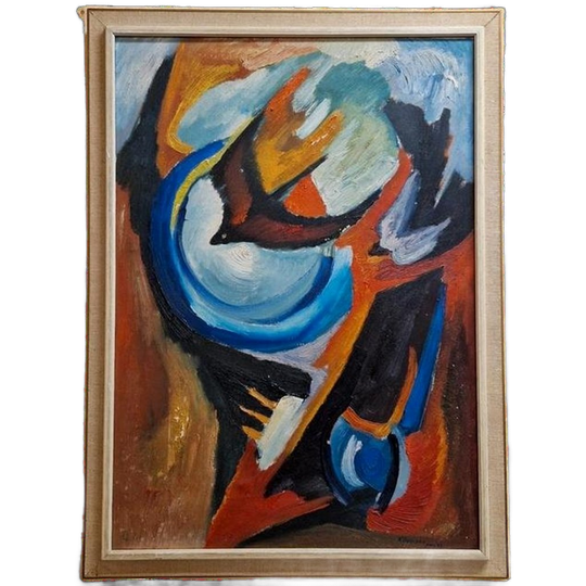 Mid Century Schilderij Geleefd Kunst Op Doek 1