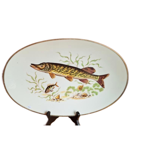 Hutschenreuther Bord - Snoek Decoratie, Vintage Porselein 1