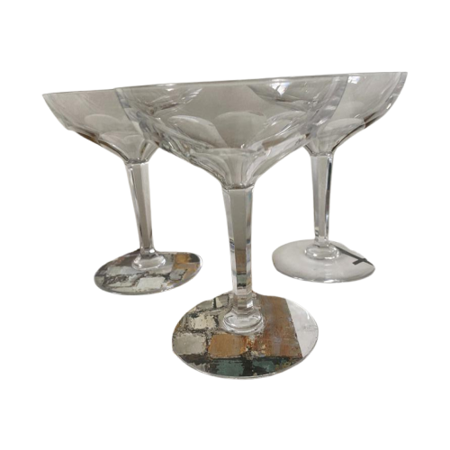 3X Chamagne Coupe / Cocktailglazen Kristalglas