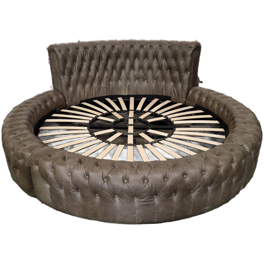 Chesterfield Bed Rond – Vintage Bruin 1