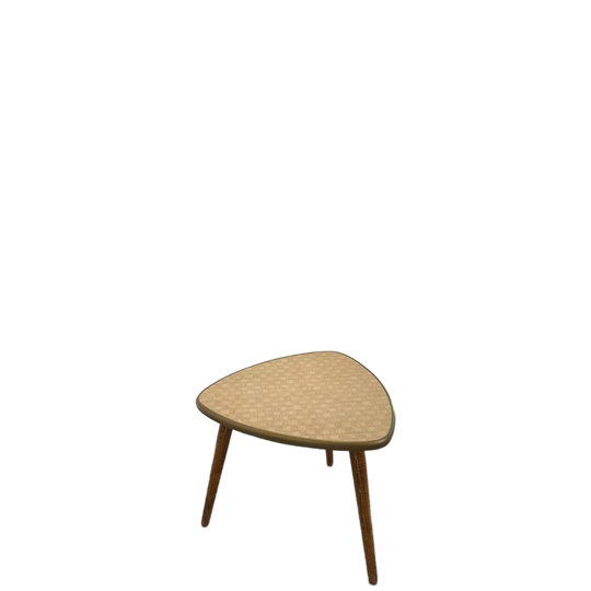 Bijzettafel Plantentafel Met Beige Creme Geblokt Formica Blad, Nr. 29 1