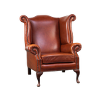 Sierlijke, Gladde En Comfortabele Rundleren Engelse Chesterfield Oorfauteuil In Een Mooie Klassie thumbnail 1