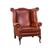 Sierlijke, Gladde En Comfortabele Rundleren Engelse Chesterfield Oorfauteuil In Een Mooie Klassie