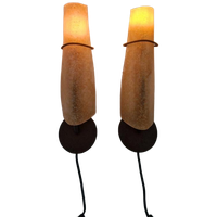 2 Vintage Lampen Design Massive Metaal Glas