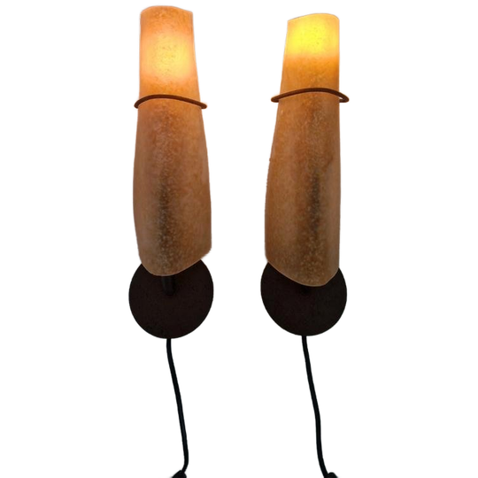 2 Vintage Lampen Design Massive Metaal Glas 1