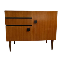 Vintage Teak (Fineer) Dressoirtje Mcm - 2X Lade, 2X Kast