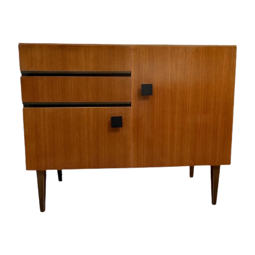 Vintage Teak (Fineer) Dressoirtje Mcm - 2X Lade, 2X Kast