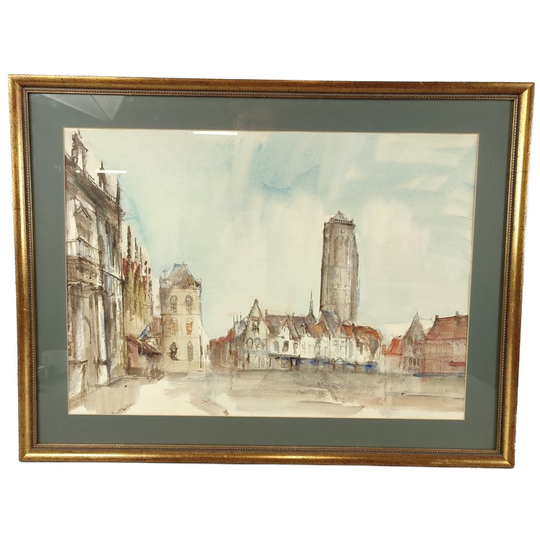 Niet Gesigneerd - Aquarel - Veurne Markt 1