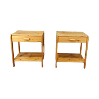 Set Van 2 Vintage Grenenhout Nachtkastjes