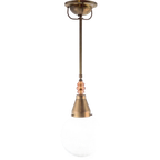 Vintage Art Deco Bol Hanglamp Schoollamp Copper Glas ‘20 thumbnail 1