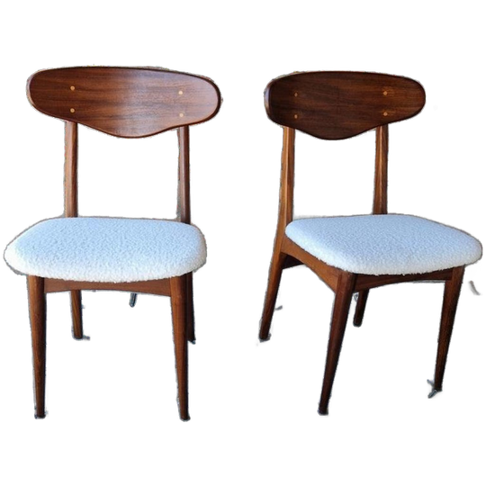 Set 2 Vintage Stoelen Nieuw Bekleed Teddy Deense Stoelen 1