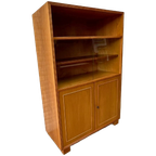 Vintage Hoge Kast - Licht Hout - Met Vitrine En Deurtjes thumbnail 1
