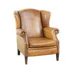 Prachtige Schapenleren Oorfauteuil Met Een Zeer Mooie Kleur En Patina thumbnail 1