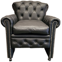 Scott Classic Chesterfield Eetkamerstoel – Zwart, Leer