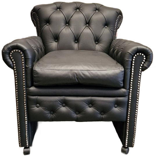 Scott Classic Chesterfield Eetkamerstoel – Zwart, Leer 1