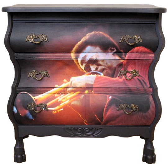 Zwart Buikkastje “miles Davis” – Vintage Ladekast 1