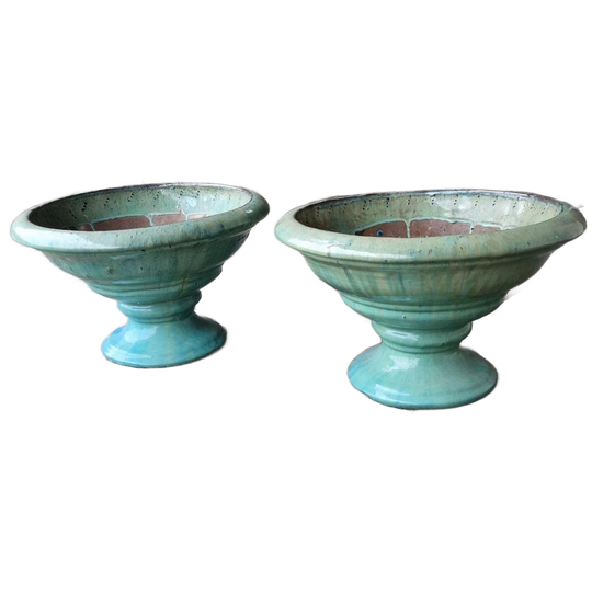2 Vintage Chinese Potten Bloembakken Schalen Op Voet Planten 1