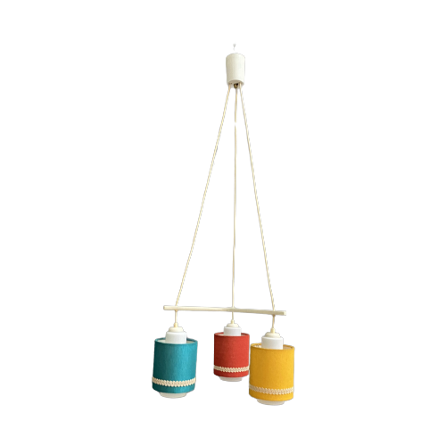 Pendant Lamp 3 Colorful Shades 1960S