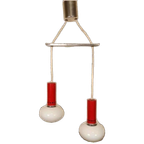Vintage Cascade Hanglamp Met 2 Glas En Metaal Lampen thumbnail 1