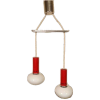 Vintage Cascade Hanglamp Met 2 Glas En Metaal Lampen