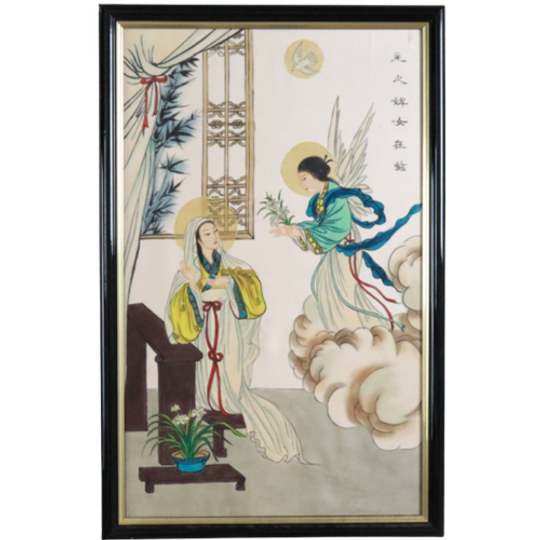 Vintage Prent Japans Geschilderd Op Zijde 1