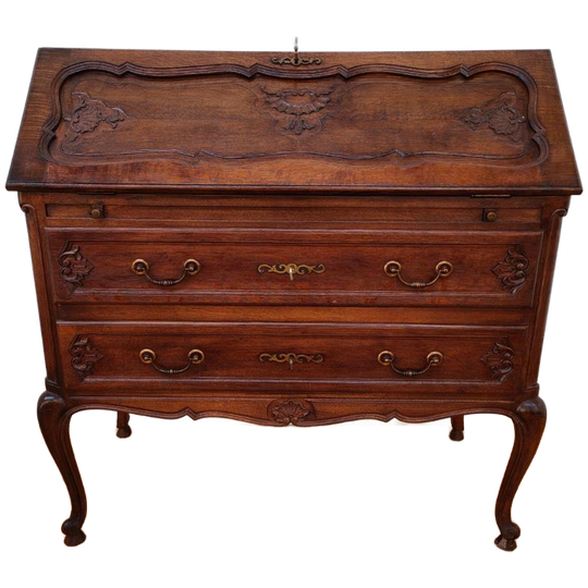 Antieke Vintage Louis Xv Secretaire Ladekast Landelijk Bureau Buro 1