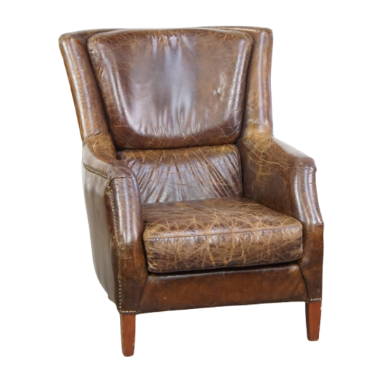 Statige En Comfortabele Generfde Rundleren Armchair Met Een Tijdloos Design En Een Mooie Kleur 1