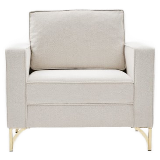 Evila Originals | Lima Fauteuil, Crème Met Gouden Poten 1