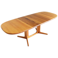 Vintage Glostrup Deense Ovalen Uitschuifbare Eettafel Tafel Massief Teak