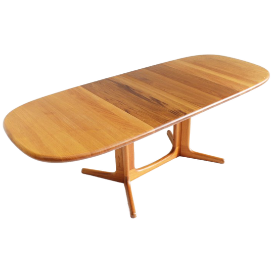 Vintage Glostrup Deense Ovalen Uitschuifbare Eettafel Tafel Massief Teak 1