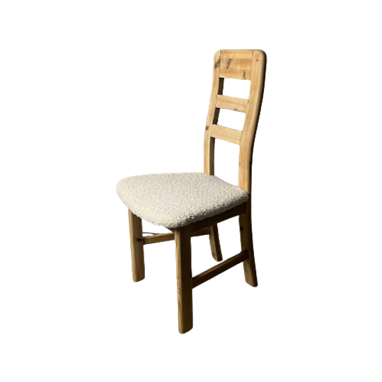 6x Vintage Keuken Stoelen Set , Nieuwe Teddy Boucle Bekleding 1