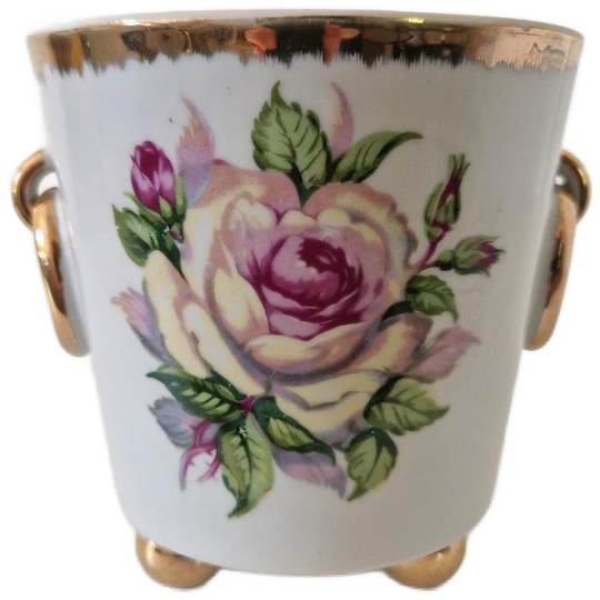 Vintage Bloempot Jaren 60 Kitsch Rozen Bloempotje 1