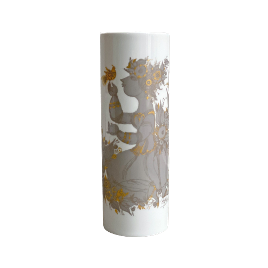 Xl Scandinavisch Design Vintage Björn Wiinblad Vaas Sammuramat, <<<brand>>>, Goud Decor 1