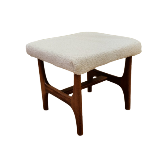 Vintage Deens Teakhouten Voetenbankje Poefje Kruk Krukje Hocker Teddy Teak 1