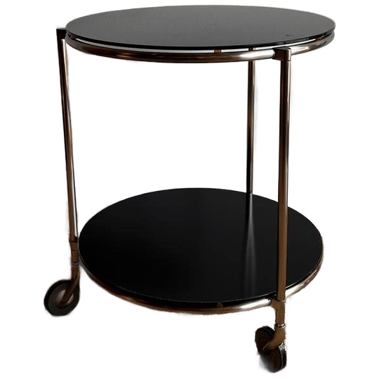 Rvs En Zwart Glas Trolley IKEA 80’s Vintage 1