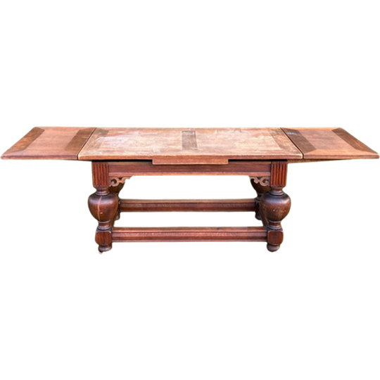 Klassiek Bruin Eettafel Antiek Zwaar Uitschuifbare Verlengbare Dineer Tafel Zwaar Hout 1