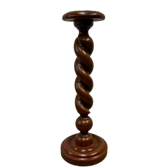 Vintage Grote, Houten Zuil Of Pilaar Met Gedraaide Poot 1