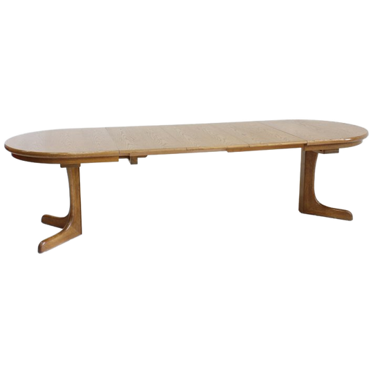 Vintage Deense Grote Ovalen Uitschuifbare Eettafel Xxl 1