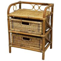 Rotan Ladekastje Boho Riet Bamboe Nachtkastje
