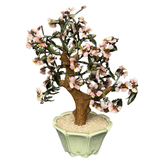 Vintage Jade Glazen Bonsaiboom In Celadonkleurige Pot. 1