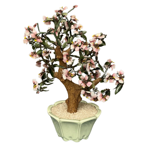 Vintage Jade Glazen Bonsaiboom In Celadonkleurige Pot.