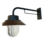 Vintage Industriële Wandlamp / Muurlamp Met Glazen Kap thumbnail 1