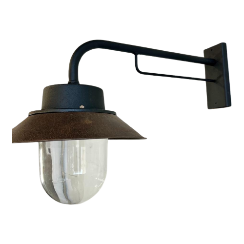 Vintage Industriële Wandlamp / Muurlamp Met Glazen Kap